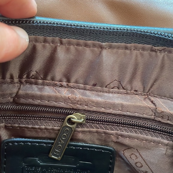 Coach authentic leather, suede and canvas bag length 12 x 2 x 6 handle leather - Picture 10 of 16